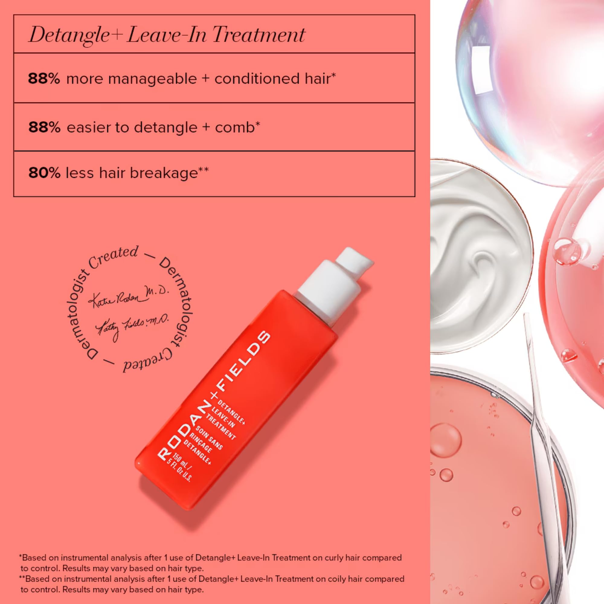 RODAN + FIELDS Detangle+ Leave-In Treatment | Coconut & Jojoba Oil Color-Safe Conditioner | Helps Protect Hair from Heat Damage | Ginger & Hyaluronic Acid Hair Moisturizer | 150 mL - Image 8
