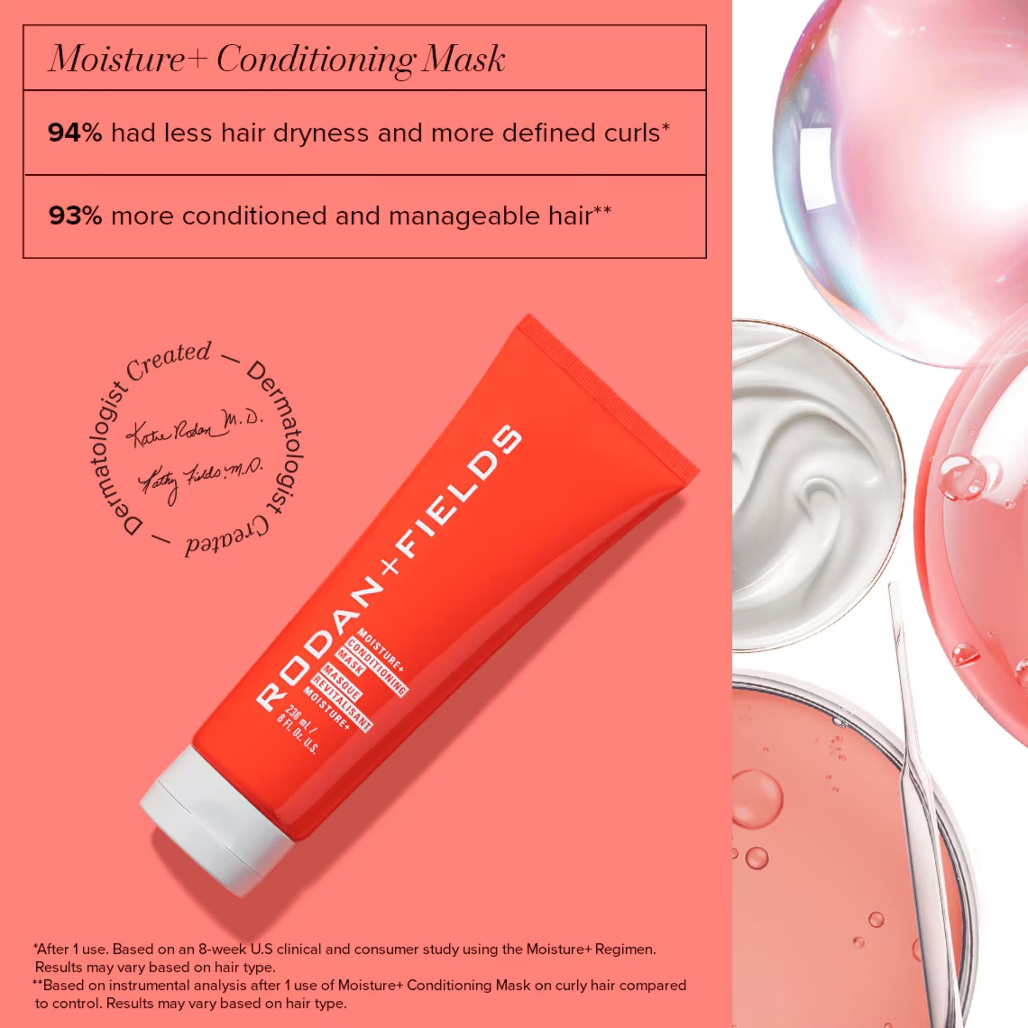 RODAN + FIELDS MOISTURE+ Conditioning Mask | 8 fl oz | Leave In Conditioner & Hair Mask for Hair Growth & Scalp Health | Infused with Coconut Oil for Shine | All Hair Types | Moisture & Repair - Image 8